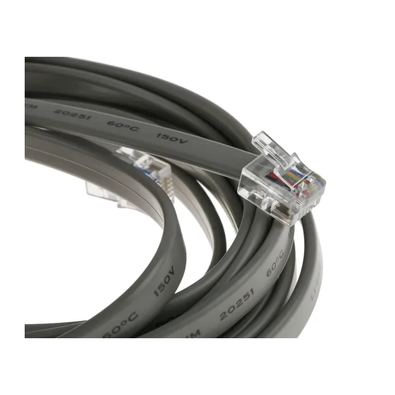 RS PRO Male RJ12 to Male RJ12 Telephone Extension Cable, Grey Sheath, 3 m RJ12