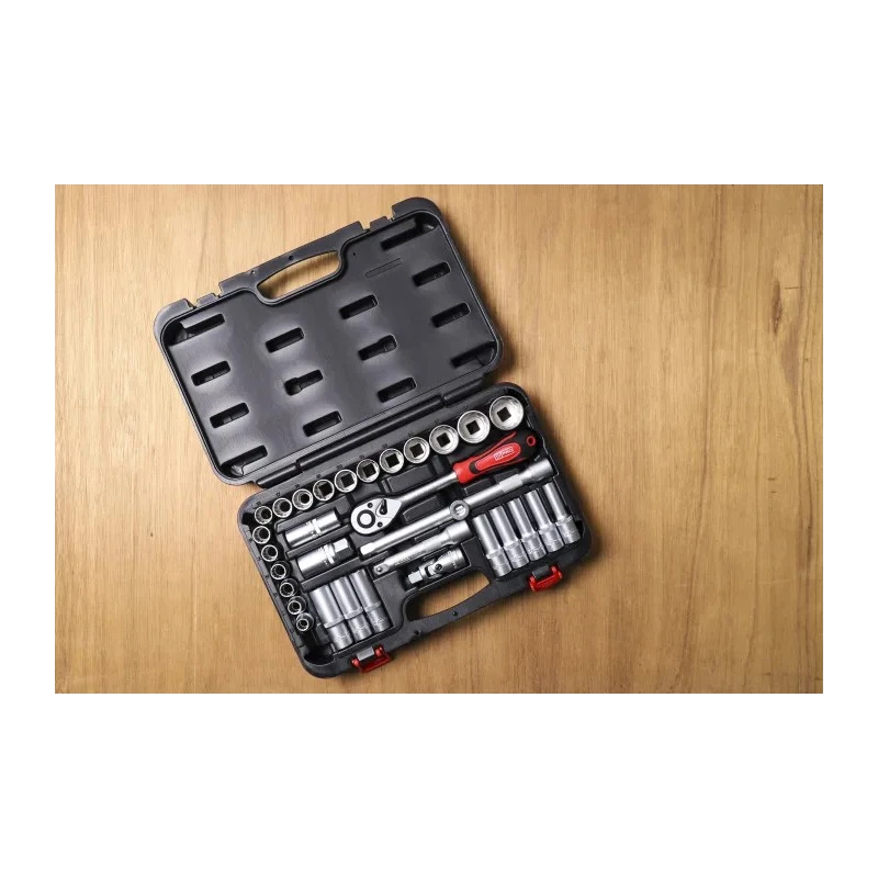 RS PRO 32-Piece 1/2 in Shallow Socket Set Chrome Vanadium Steel Matt Finish 229-7278