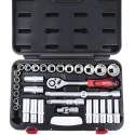 RS PRO 32-Piece 1/2 in Shallow Socket Set Chrome Vanadium Steel Matt Finish 229-7278