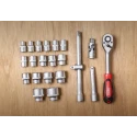 RS PRO 32-Piece 1/2 in Shallow Socket Set Chrome Vanadium Steel Matt Finish 229-7278