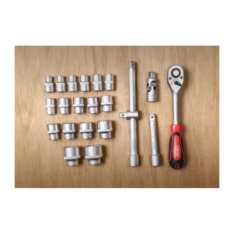 RS PRO 32-Piece 1/2 in Shallow Socket Set Chrome Vanadium Steel Matt Finish 229-7278