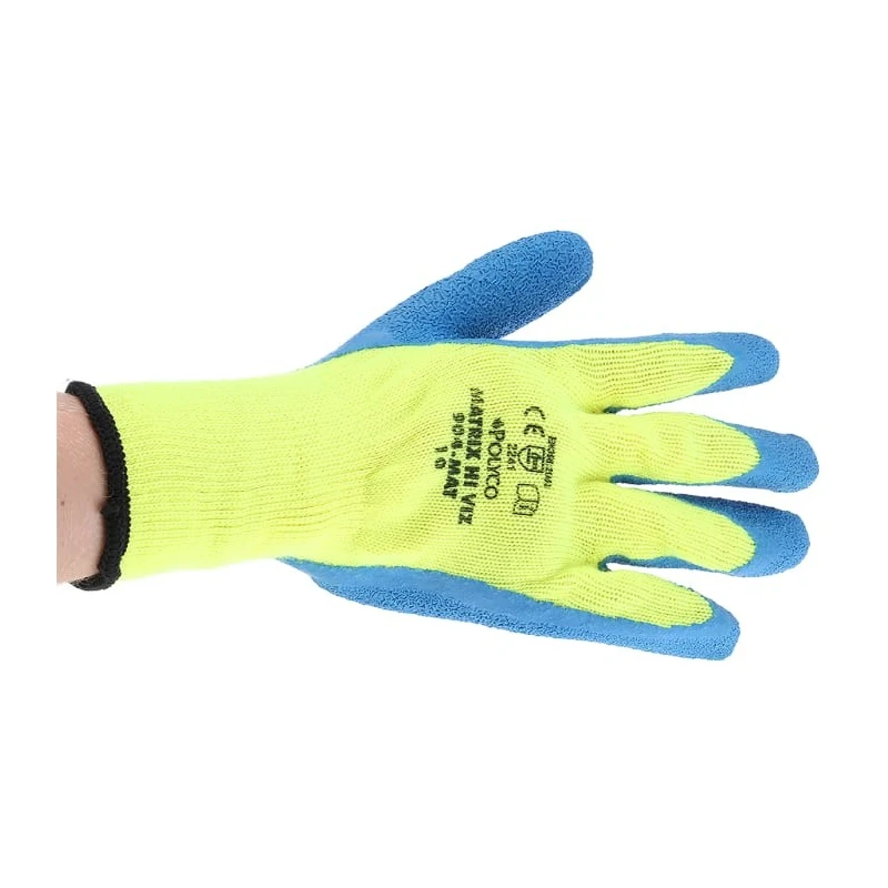 Polyco Healthline Matrix Yellow Latex Work Gloves Size 10, Latex Coating 904-MAT