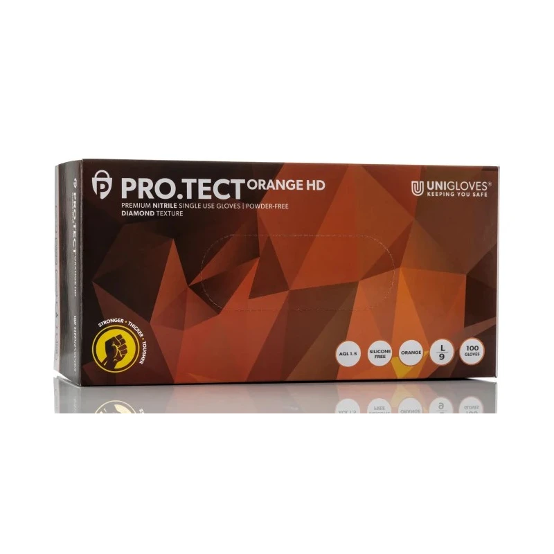 Unigloves Orange Nitrile Disposable Gloves Medical Powder-Free Food Safe 0.2 mm GA0054