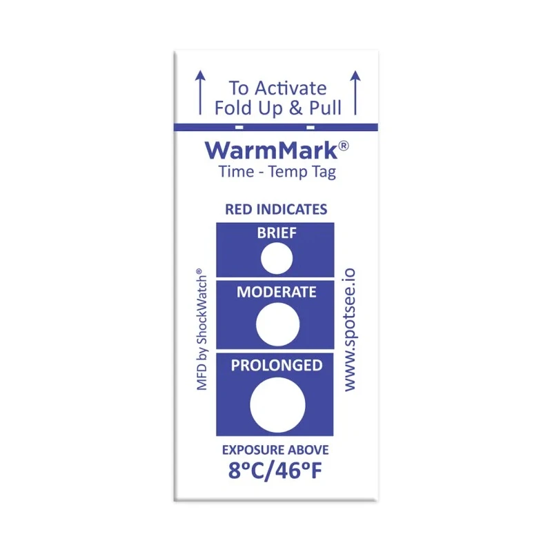 SpotSee Temperature Sensitive Label 8 °C to 37 °C 1 Levels WM 8/46 10PK