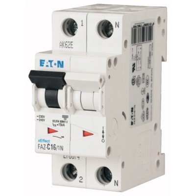 Eaton xEffect Miniature Circuit Breaker 1-Pole 6A Type D 240V AC 6 kA Breaking Capacity 177527 FAZ6-D6/1N