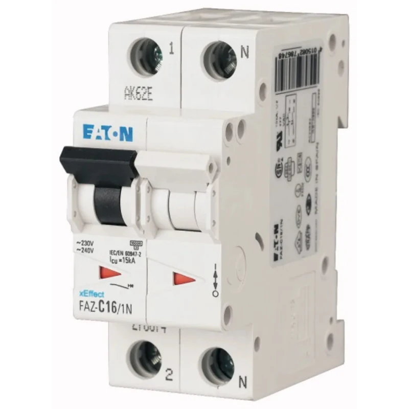 Eaton xEffect Miniature Circuit Breaker 1-Pole 6A Type D 240V AC 6 kA Breaking Capacity 177527 FAZ6-D6/1N