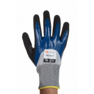 Tornado Oil-Teq Black Blue Nylon Work Gloves Size 8 Polymer Coating OIL5-08