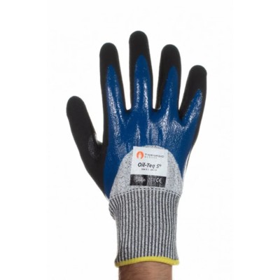 Tornado Oil-Teq Black Blue Nylon Work Gloves Size 8 Polymer Coating OIL5-08