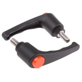RS PRO Clamping Lever, Male Thread M10 x 20 mm, Fibreglass Reinforced Nylon Handle, Stainless Steel Shaft, Black 478-793
