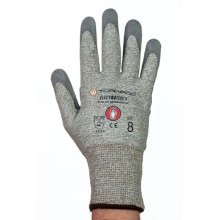 Tornado Electroflex 5 FTR Grey 13 Gauge Mixed Cut Fibre Work Gloves Size 7 Polyurethane Coating TEF5FTR-07