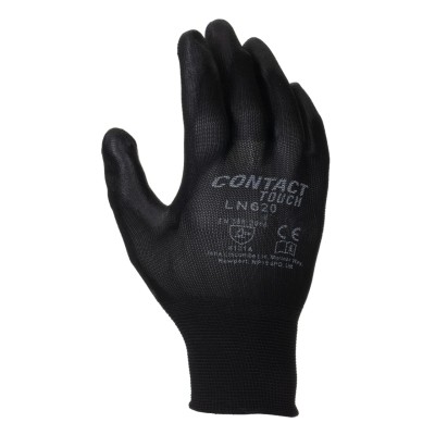 Liscombe Black Nylon Work Gloves Size 10 Polyurethane Coating LN620-10