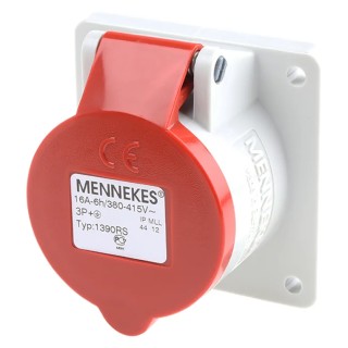MENNEKES Industrial Power Connector Panel Mount 16A 400V IP44 Red 