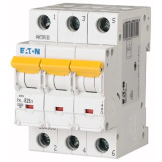 Eaton xPole Miniature Circuit Breaker, 3-Pole, 25A Current Rating, Type C Tripping, 400V AC, 48V DC, 10 kA 236428 PXL-C25/3