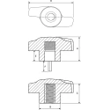 RS PRO Black Thermoplastic Wing Clamping Knob, Threaded Stud 35 mm Diameter, 15 mm Thread Length 478-466