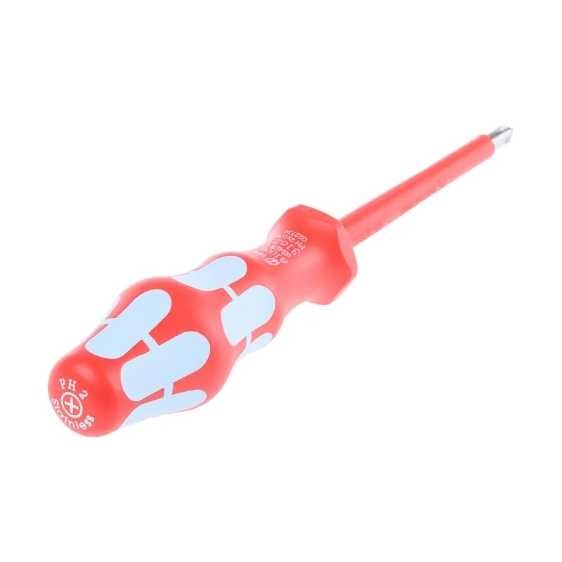 Wera Insulated Screwdriver PH2 Tip 100 mm Blade Stainless Steel VDE/1000V Approved Czech Republic 05022734001