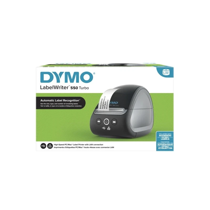 Dymo LABEL WRITER 550 TURBO Handheld Label Printer 58 mm Max Label Width 300 dpi 53 labels/min 139.7 x 127 x 187.96 2112727