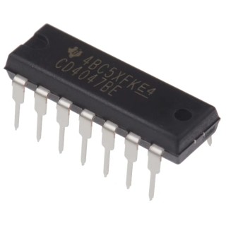 Texas Instruments Monostable Multivibrator Logic IC CMOS 4000 Series 1 Element 14-Pin PDIP CD4047BE