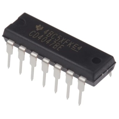 Texas Instruments Monostable Multivibrator Logic IC CMOS 4000 Series 1 Element 14-Pin PDIP CD4047BE