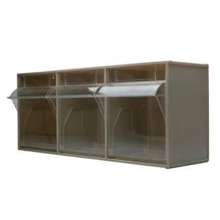 RS PRO Tilt Drawer Unit 3, Polypropylene Case, 242 mm x 600 mm x 210 mm, Beige, Transparent Drawers 519-324