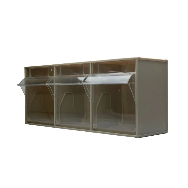 RS PRO Tilt Drawer Unit 3, Polypropylene Case, 242 mm x 600 mm x 210 mm, Beige, Transparent Drawers 519-324