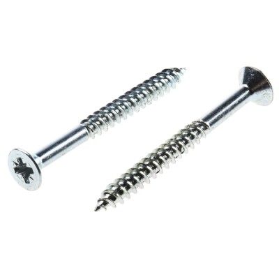 RS PRO Pozidriv Countersunk Steel Wood Screw Bright Zinc Finish 8 Thread 1.75in Length 521-197