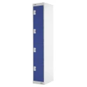 RS PRO Blue 4 Door Steel Industrial Locker 1800 mm Height x 300 mm Width x 450 mm Depth 521-386