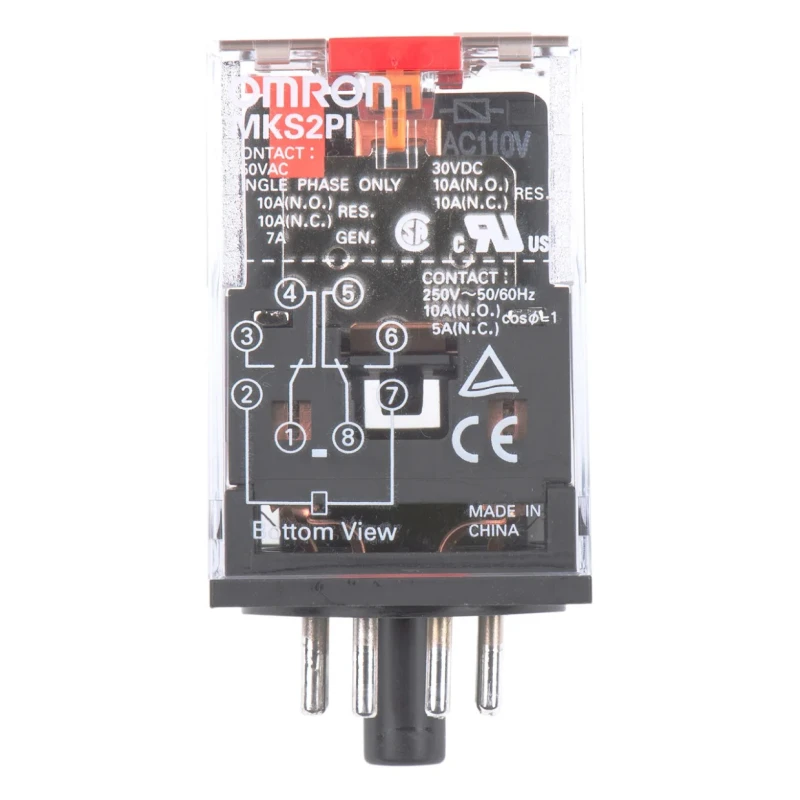 Omron Power Relay 110V AC Coil 10A Switching Current DPDT Plug-In MKS2PI 110VAC