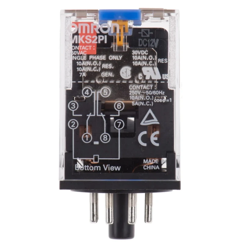 Omron Power Relay 12V DC Coil Voltage 10A Switching Current Double Pole Double Throw DPDT MKS2PI 12VDC