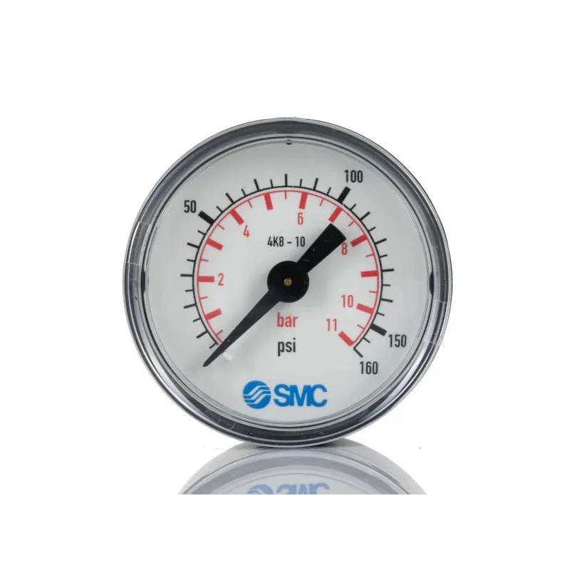 SMC 43 mm Female Male One-Touch Threaded Pressure Gauge 1-10 Bar 4K8-10