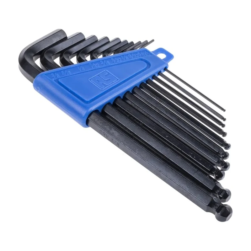 RS PRO 10 Piece L Imperial Hex Key Set, Hex Size 1/16 to 3/8 in, Chrome Vanadium Steel, Black Finish 537-782