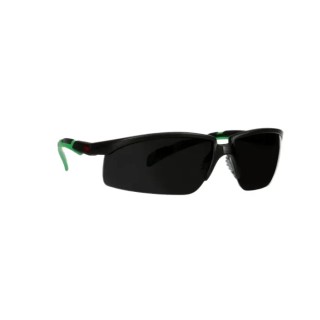 3M 2000 Safety Glasses with Anti-Fog and Anti-Scratch Polycarbonate Lens, Grey Lens, Black and Green Plastic Half 7100220423