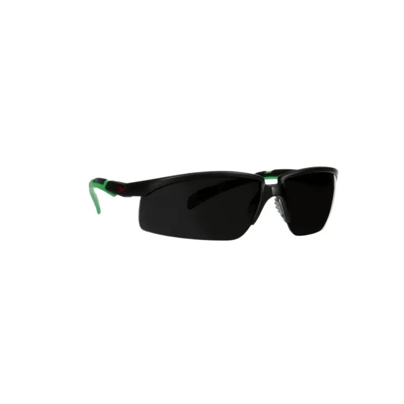 3M 2000 Safety Glasses with Anti-Fog and Anti-Scratch Polycarbonate Lens, Grey Lens, Black and Green Plastic Half 7100220423