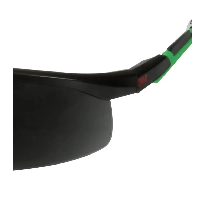 3M 2000 Safety Glasses with Anti-Fog and Anti-Scratch Polycarbonate Lens, Grey Lens, Black and Green Plastic Half 7100220423