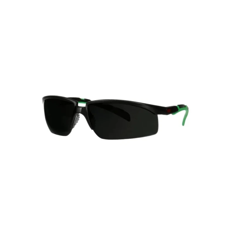 3M 2000 Safety Glasses with Anti-Fog and Anti-Scratch Polycarbonate Lens, Grey Lens, Black and Green Plastic Half 7100220423