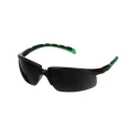 3M 2000 Safety Glasses with Anti-Fog and Anti-Scratch Polycarbonate Lens, Grey Lens, Black and Green Plastic Half 7100220423