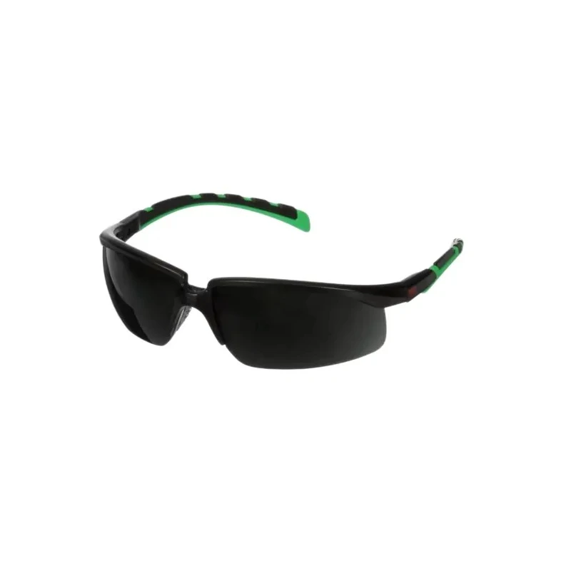 3M 2000 Safety Glasses with Anti-Fog and Anti-Scratch Polycarbonate Lens, Grey Lens, Black and Green Plastic Half 7100220423