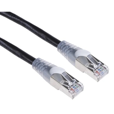 RS PRO Cat5e Ethernet Cable RJ45 Male to RJ45 Male Shielded PVC Jacket Black 10 m 30V 26 AWG 556-926