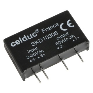 Celduc Printed Circuit Board Mount Solid State Relay, 3 A Load, 60 V Load, 30 V Control SKD10306