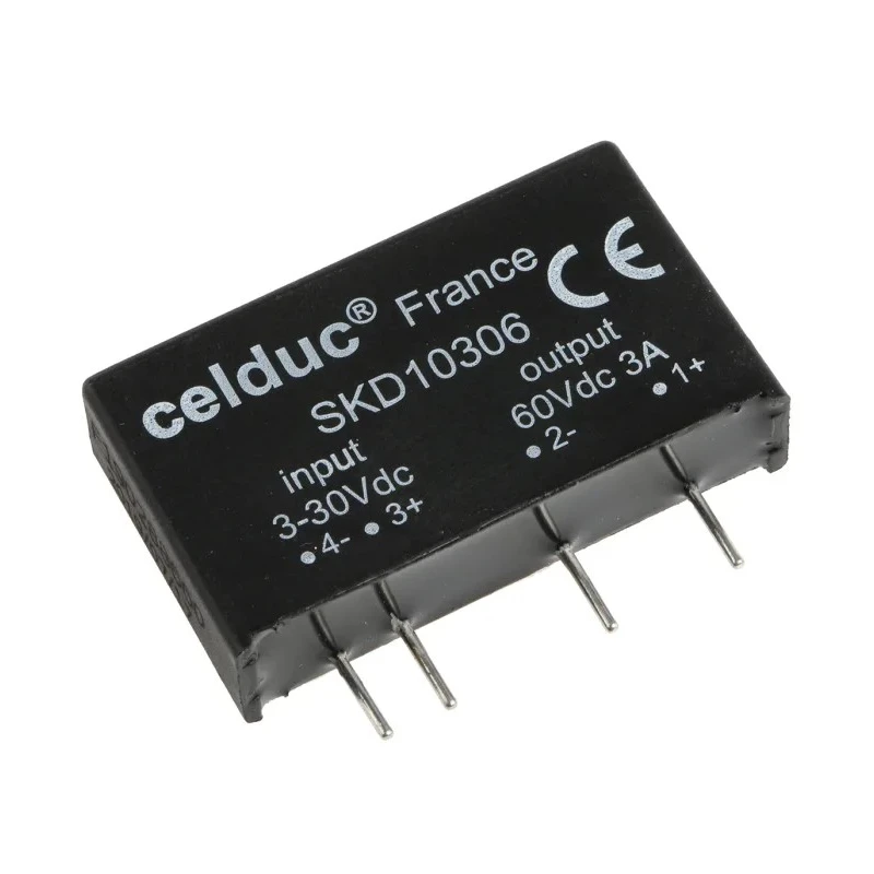 Celduc Printed Circuit Board Mount Solid State Relay, 3 A Load, 60 V Load, 30 V Control SKD10306