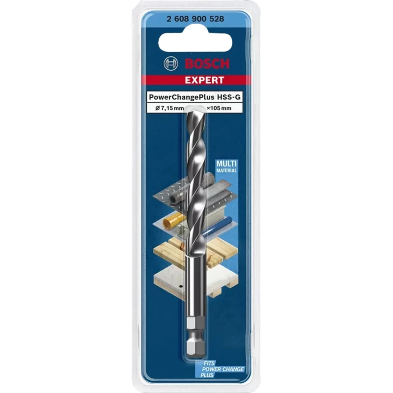 Bosch High Speed Steel Pilot Drill Bit 7.15 mm Diameter, Hex Shank, 105 mm Length 2608901967