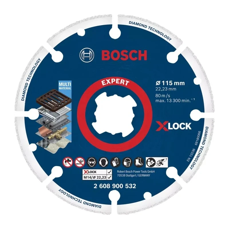 Bosch X Lock Diamond Abrasive Cutting Disc 115 mm Diameter 3 mm Thickness Very Fine Grade 2608902472