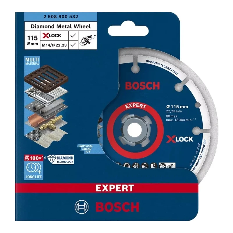 Bosch X Lock Diamond Abrasive Cutting Disc 115 mm Diameter 3 mm Thickness Very Fine Grade 2608902472