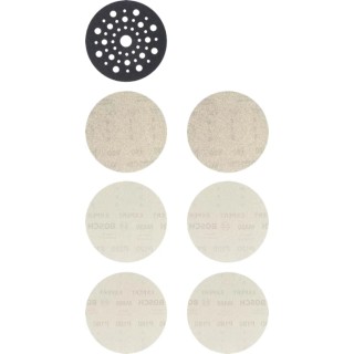 Bosch EXPERT Abrasive Disc Hook & Loop Sanding Disc 125mm Diameter 80 120 180 Grit 7 Pieces 2608901202