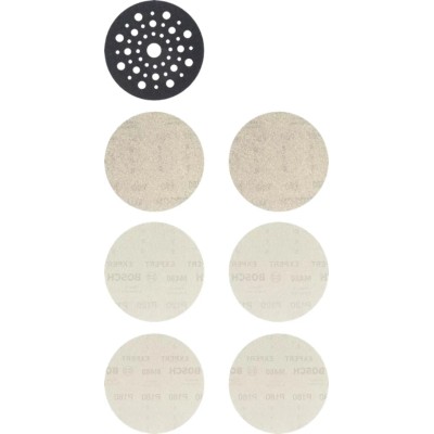 Bosch EXPERT Abrasive Disc Hook & Loop Sanding Disc 125mm Diameter 80 120 180 Grit 7 Pieces 2608901202