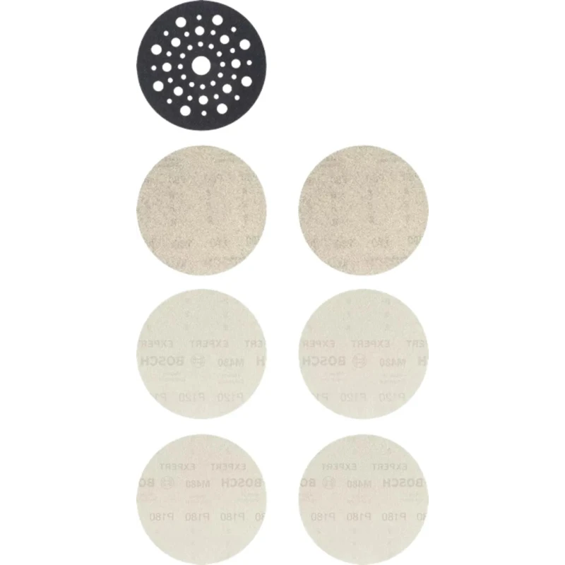 Bosch EXPERT Abrasive Disc Hook & Loop Sanding Disc 125mm Diameter 80 120 180 Grit 7 Pieces 2608901202