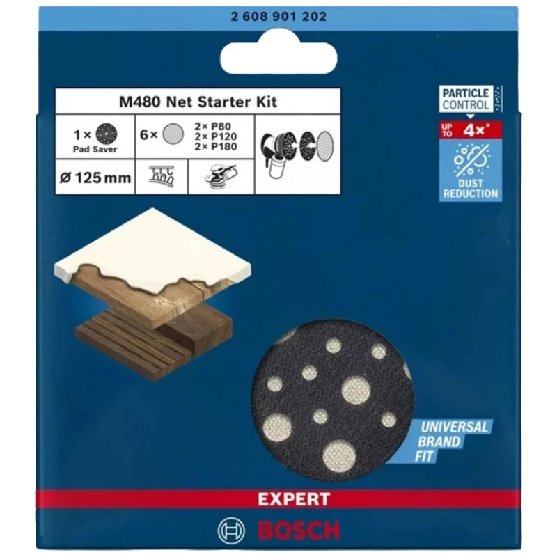 Bosch EXPERT Abrasive Disc Hook & Loop Sanding Disc 125mm Diameter 80 120 180 Grit 7 Pieces 2608901202