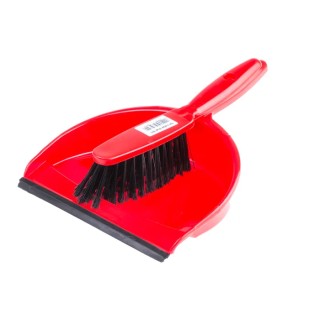 RS PRO Red Dustpan & Brush Set with Soft Bristles for Light Dirt Sweeping 560-789
