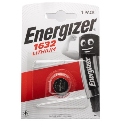 Energizer CR1632 Lithium Manganese Dioxide 3 V Coin Battery, 16 mm Diameter, 130 mAh 7638900411553