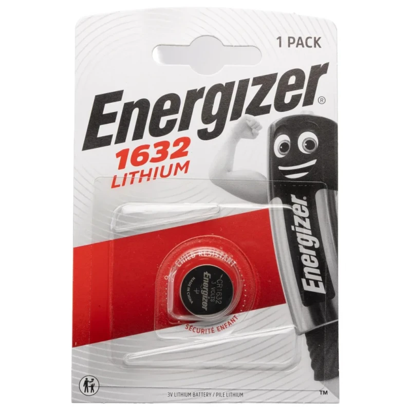 Energizer CR1632 Lithium Manganese Dioxide 3 V Coin Battery, 16 mm Diameter, 130 mAh 7638900411553