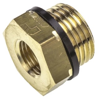 Legris Pneumatic Fitting Brass Pipe Fitting, Straight BSPP BSPP Reducer, Male G 1/2 in to Female BSPP 1/4 in 0168 21 13